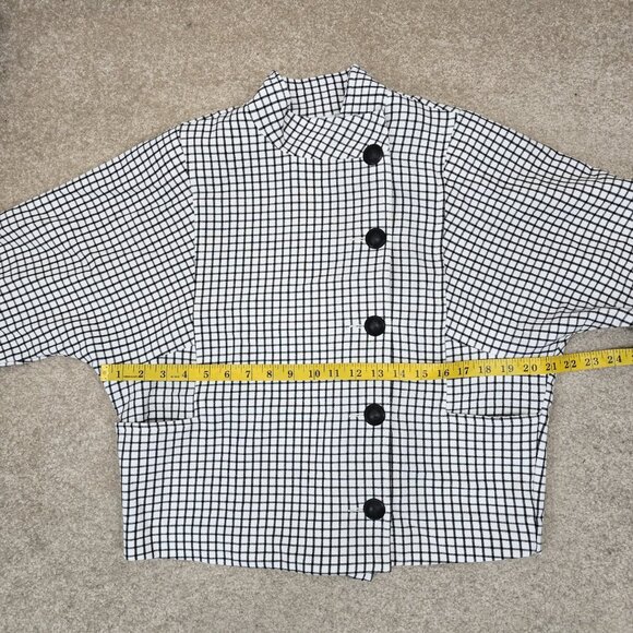 Cabi Blazer Jacket Women's Medium Black White Windowpane Dolman Sleeve Pockets - Picture 8 of 9